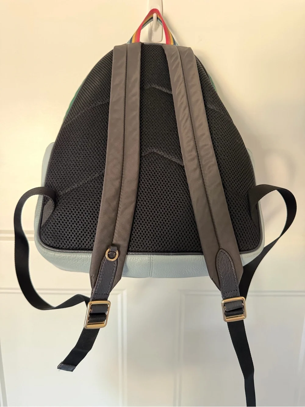 COACH Two-Tone Green & Light  Leather Backpack with matching wallet